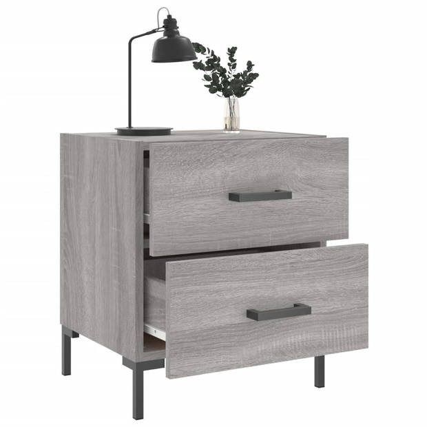 vidaXL Nachtkastjes 2 st 40x35x47,5 cm bewerkt hout grijs sonoma eiken