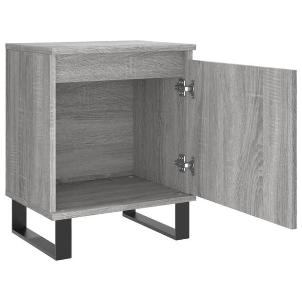 The Living Store Bedkasten - Grijs Sonoma Eiken - 40 x 30 x 50 cm - Bewerkt hout en ijzer