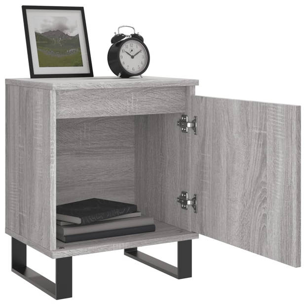The Living Store Bedkasten - Grijs Sonoma Eiken - 40 x 30 x 50 cm - Bewerkt hout en ijzer