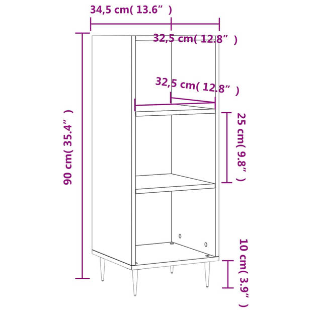 The Living Store Dressoir klassiek Bruineiken - 34.5x32.5x90 cm - Duurzaam bewerkt hout