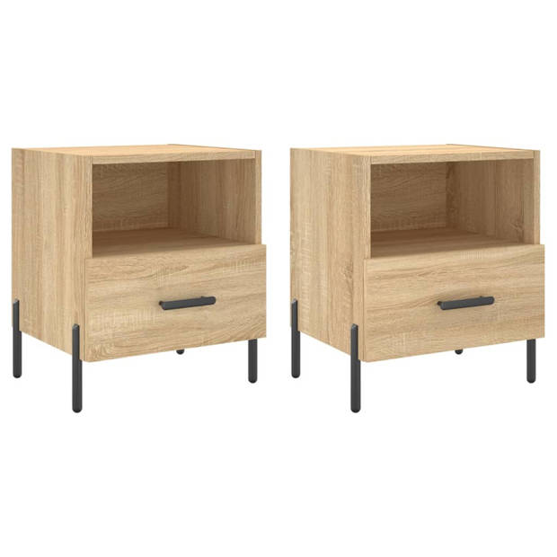 vidaXL Nachtkastjes 2 st 40x35x47,5 cm bewerkt hout sonoma eikenkleur