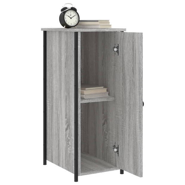 vidaXL Nachtkastjes 2 st 32x42x80 cm bewerkt hout grijs sonoma eiken