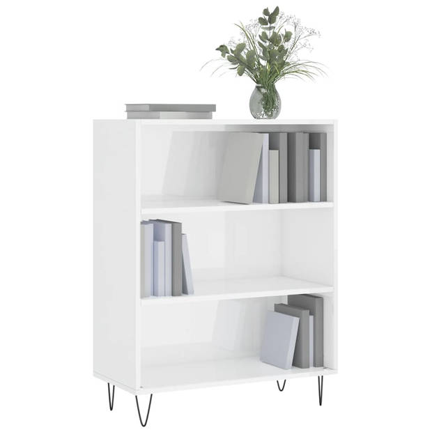 The Living Store Boekenkast Metaal en bewerkt hout - 69.5 x 32.5 x 90 cm - Hoogglans wit