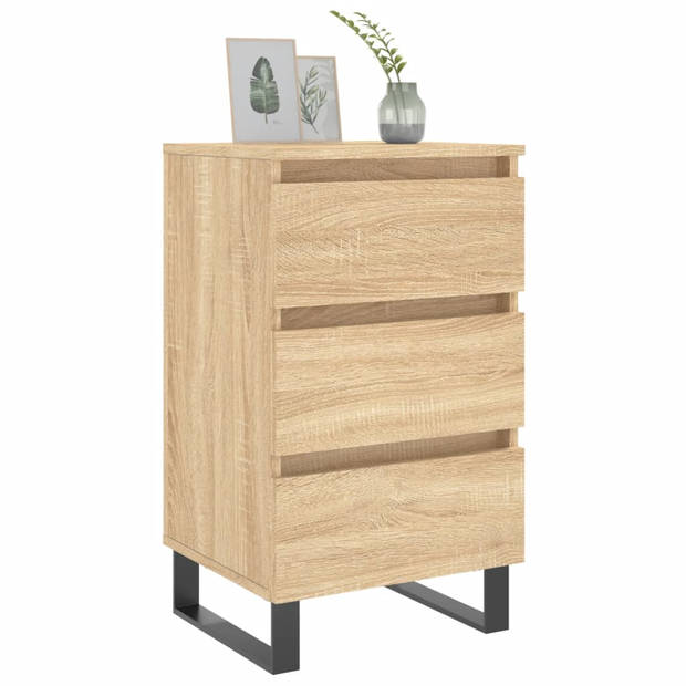 vidaXL Nachtkastjes 2 st 40x35x69 cm bewerkt hout sonoma eikenkleurig