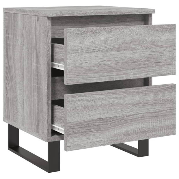 vidaXL Nachtkastjes 2 st 40x35x50 cm bewerkt hout grijs sonoma eiken