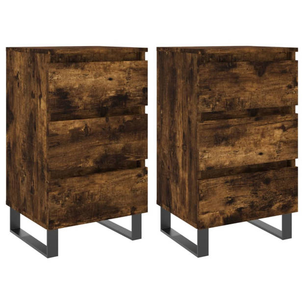 vidaXL Nachtkastjes 2 st 40x35x69 cm bewerkt hout gerookt eikenkleurig