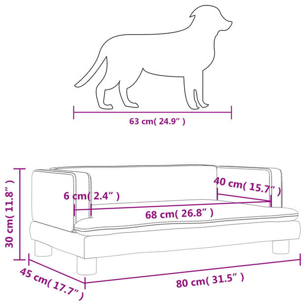 The Living Store Hondenbank Grijs Fluweel - 80 x 45 x 30 cm - Comfortabel en Stevig