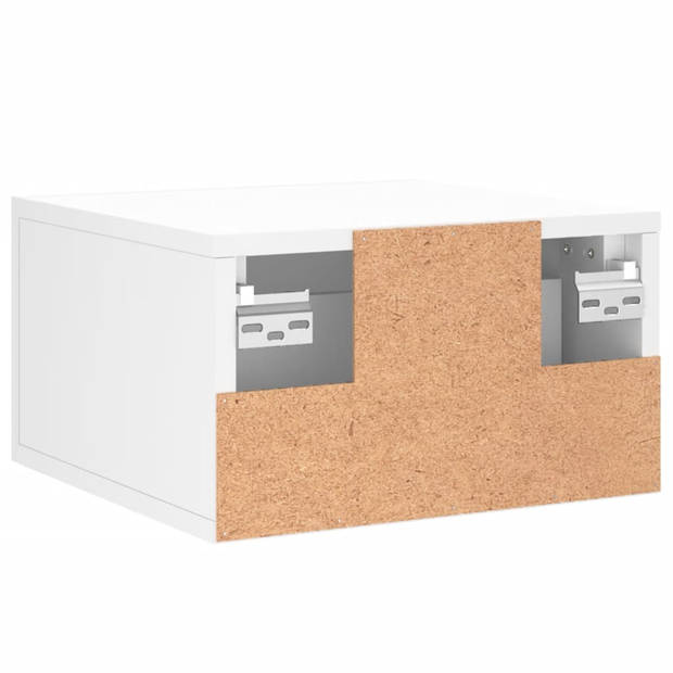 The Living Store Wandnachtkastjes - Set van 2 - Wit - 35x35x20 cm (BxDxH) - Bewerkt hout