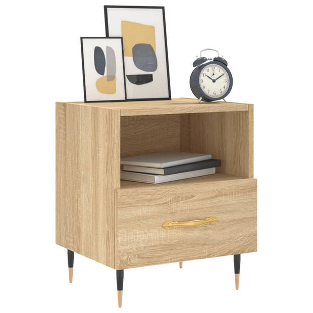 vidaXL Nachtkastjes 2 st 40x35x47,5 cm bewerkt hout sonoma eikenkleur