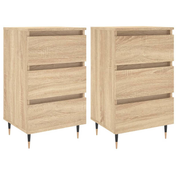 vidaXL Nachtkastjes 2 st 40x35x69 cm bewerkt hout sonoma eikenkleurig