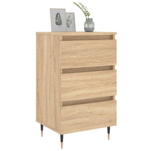 vidaXL Nachtkastjes 2 st 40x35x69 cm bewerkt hout sonoma eikenkleurig