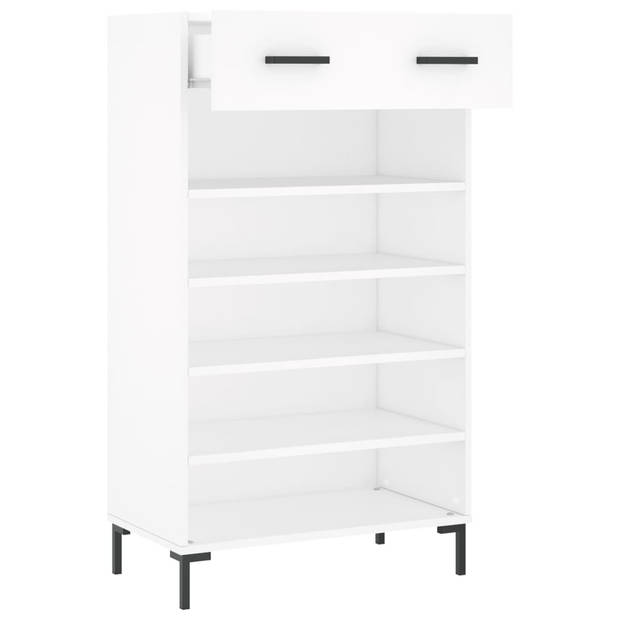 The Living Store Schoenenkast - Wit - 60 x 35 x 105 cm - Duurzaam hout en ijzer