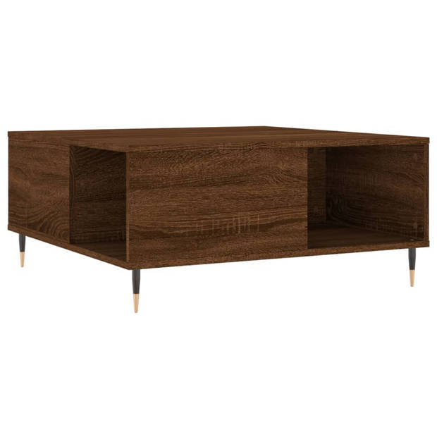 vidaXL Salontafel 80x80x36,5 cm bewerkt hout bruin eikenkleur