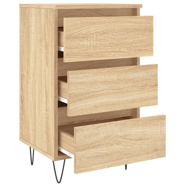 vidaXL Nachtkastjes 2 st 40x35x69 cm bewerkt hout sonoma eikenkleurig