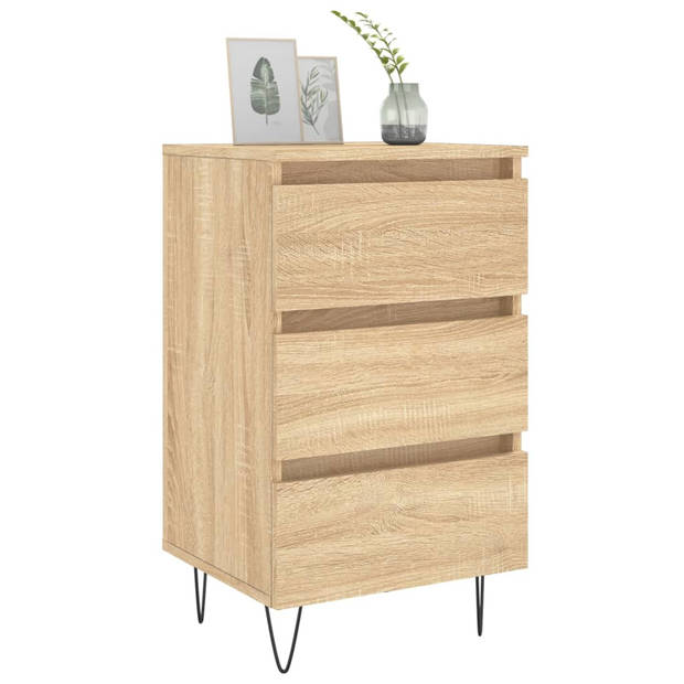 vidaXL Nachtkastjes 2 st 40x35x69 cm bewerkt hout sonoma eikenkleurig