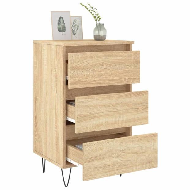 vidaXL Nachtkastjes 2 st 40x35x69 cm bewerkt hout sonoma eikenkleurig