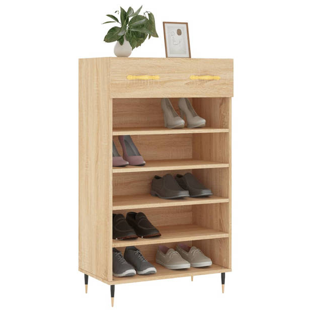 The Living Store Schoenenkast Sonoma Eiken - 60 x 35 x 105 cm - Duurzaam Hout - Stabiele Poten