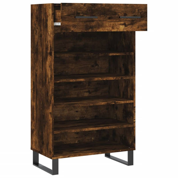 The Living Store Schoenenkast - Gerookt Eiken - Hout/IJzer - 60x35x105cm - Stabiel Blad