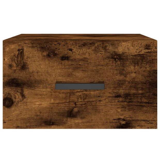 The Living Store Wandnachtkastje Smoked Oak 35x35x20 cm - Set van 2