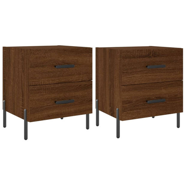 vidaXL Nachtkastjes 2 st 40x35x47,5 cm bewerkt hout bruin eikenkleur