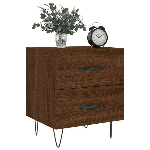 vidaXL Nachtkastjes 2 st 40x35x47,5 cm bewerkt hout bruin eikenkleur