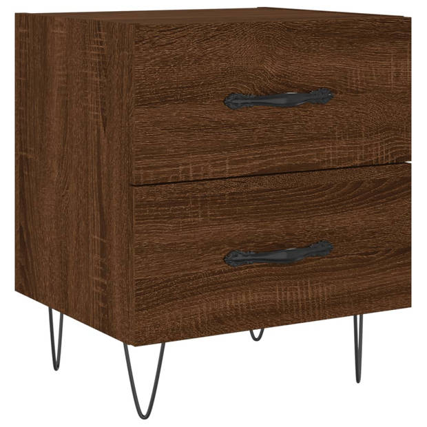 vidaXL Nachtkastjes 2 st 40x35x47,5 cm bewerkt hout bruin eikenkleur