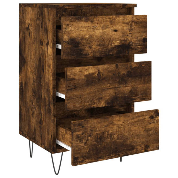 vidaXL Nachtkastjes 2 st 40x35x69 cm bewerkt hout gerookt eikenkleurig