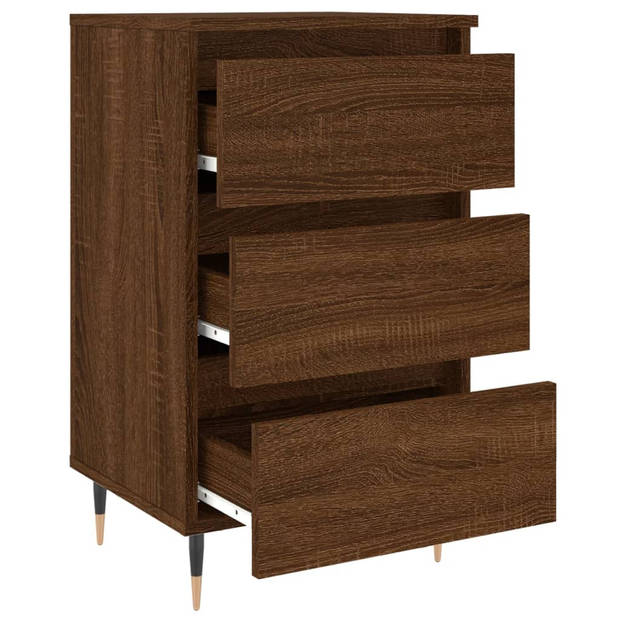 The Living Store Bedkastjes - Bruineiken - 40 x 35 x 69 cm (B x D x H) - Bewerkt hout en ijzer