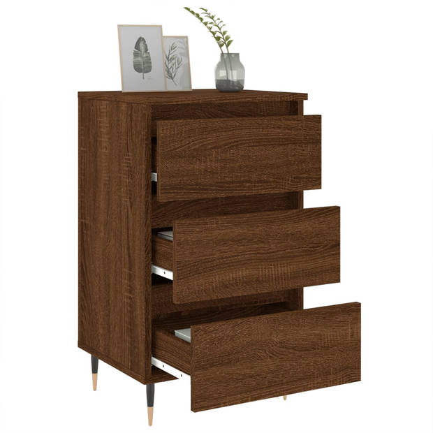 The Living Store Bedkastjes - Bruineiken - 40 x 35 x 69 cm (B x D x H) - Bewerkt hout en ijzer