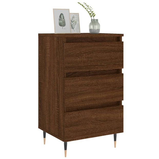 The Living Store Bedkastjes - Bruineiken - 40 x 35 x 69 cm (B x D x H) - Bewerkt hout en ijzer