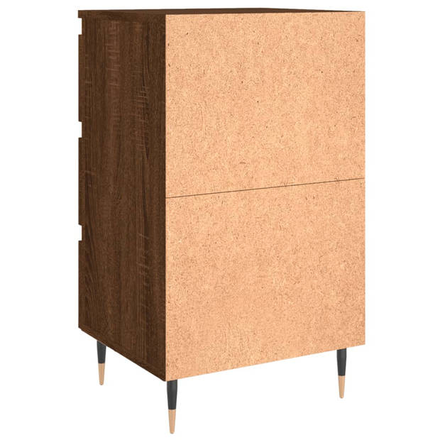 The Living Store Bedkastjes - Bruineiken - 40 x 35 x 69 cm (B x D x H) - Bewerkt hout en ijzer