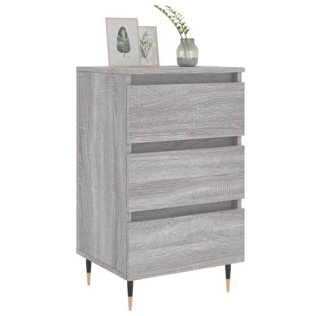 vidaXL Nachtkastjes 2 st 40x35x69 cm bewerkt hout grijs sonoma eiken