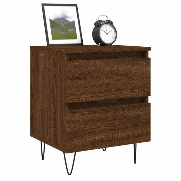 vidaXL Nachtkastjes 2 st 40x35x50 cm bewerkt hout bruin eikenkleur