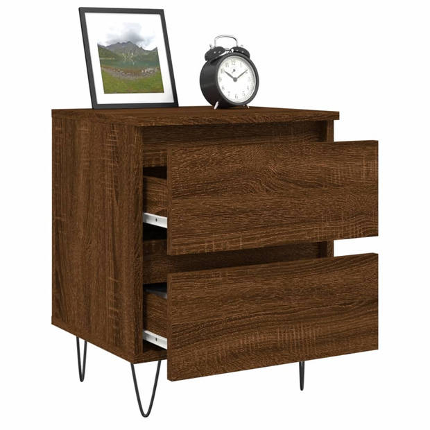 vidaXL Nachtkastjes 2 st 40x35x50 cm bewerkt hout bruin eikenkleur