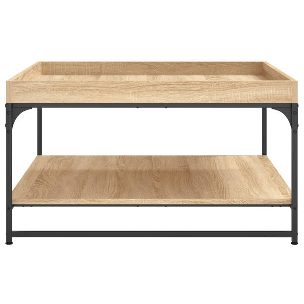 The Living Store Salontafel Sonoma Eiken - 80 x 80 x 45 cm - Bewerkt Hout en IJzer