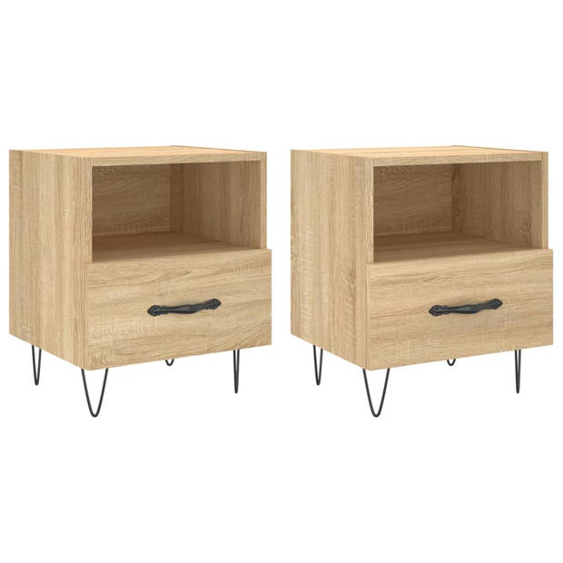 vidaXL Nachtkastjes 2 st 40x35x47,5 cm bewerkt hout sonoma eikenkleur