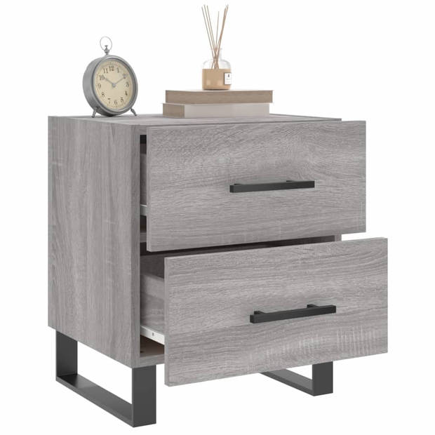 vidaXL Nachtkastjes 2 st 40x35x47,5 cm bewerkt hout grijs sonoma eiken