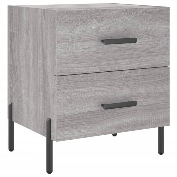 vidaXL Nachtkastjes 2 st 40x35x47,5 cm bewerkt hout grijs sonoma eiken