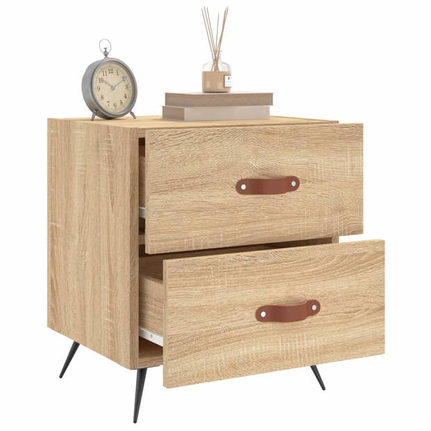 vidaXL Nachtkastjes 2 st 40x35x47,5 cm bewerkt hout sonoma eikenkleur