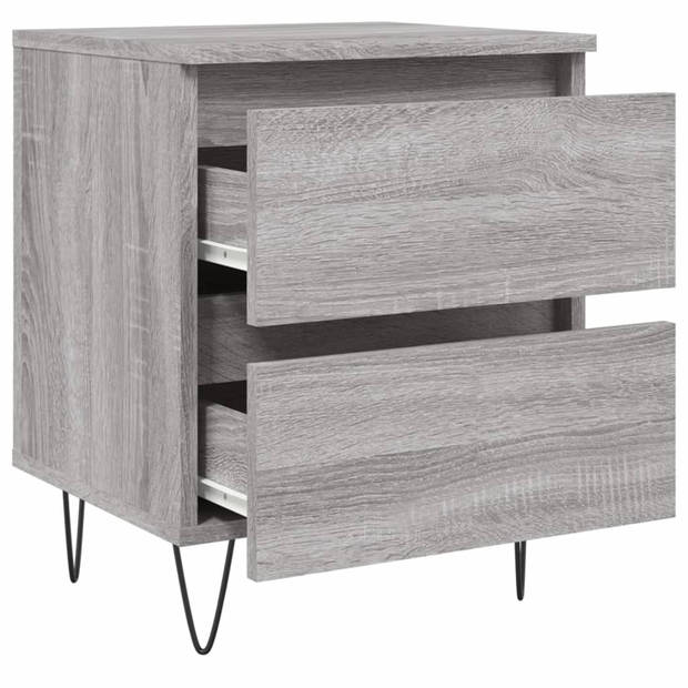 vidaXL Nachtkastjes 2 st 40x35x50 cm bewerkt hout grijs sonoma eiken