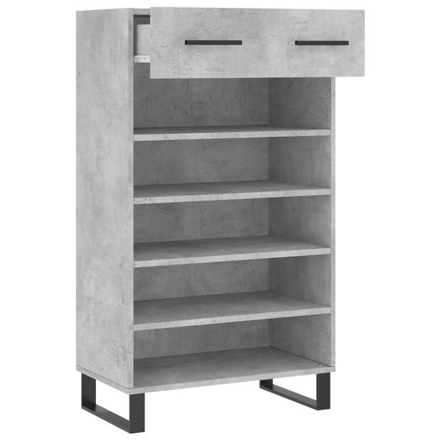 The Living Store Schoenenkast - Betongrijs 60 x 35 x 105 cm - Duurzaam bewerkt hout en ijzer