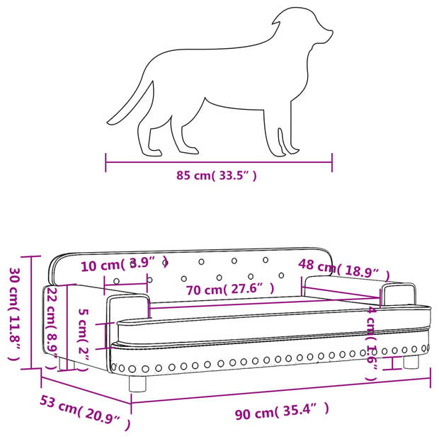 The Living Store Hondenbed Bruin Kunstleer - 90x53x30cm - Comfortabel en Duurzaam