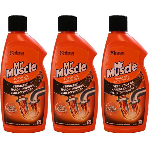Mr. Muscle Power Gel - Ontstopper 500 ml - Voordeelverpakking van 3 stuks