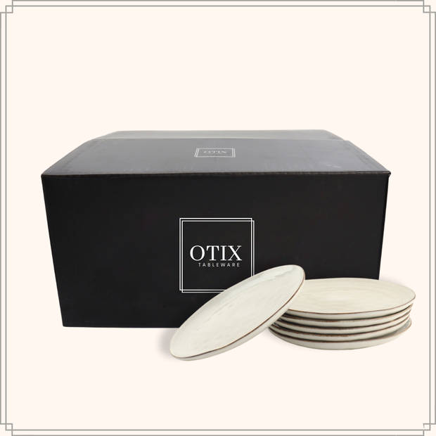 OTIX Ontbijtborden - Bordenset 6 Persoons - Beige - 21cm - Dessertborden - Keramiek - LILY