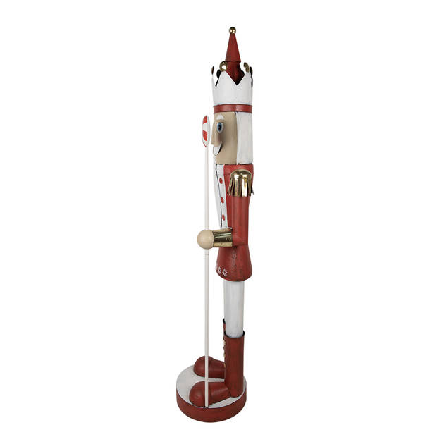 Clayre & Eef Beeld Notenkraker 170 cm Rood Ijzer Kerstdecoratie Rood Kerstdecoratie