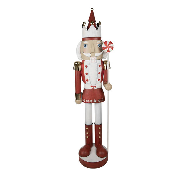 HAES DECO - Beeld Notenkraker 170 cm Rood Ijzer Kerstdecoratie