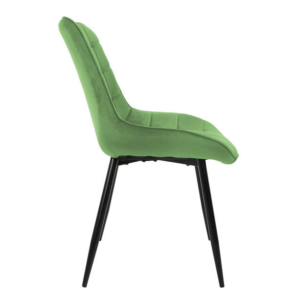 Eetkamerstoelen met rugleuning Set van 2 Groene fluwelen bekleding met metalen poten ML-Design