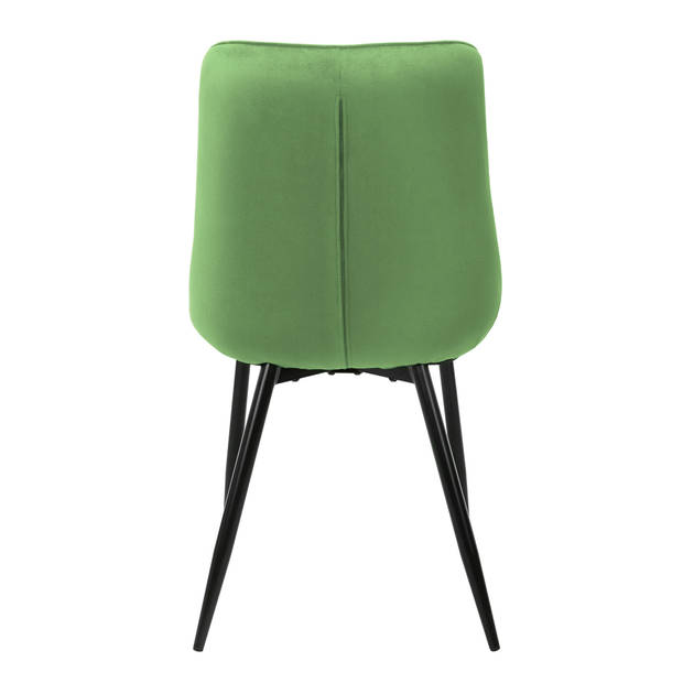 Eetkamerstoelen met rugleuning Set van 2 Groene fluwelen bekleding met metalen poten ML-Design