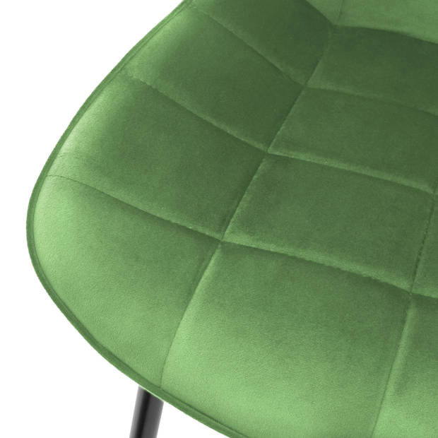 Eetkamerstoelen met rugleuning Set van 2 Groene fluwelen bekleding met metalen poten ML-Design