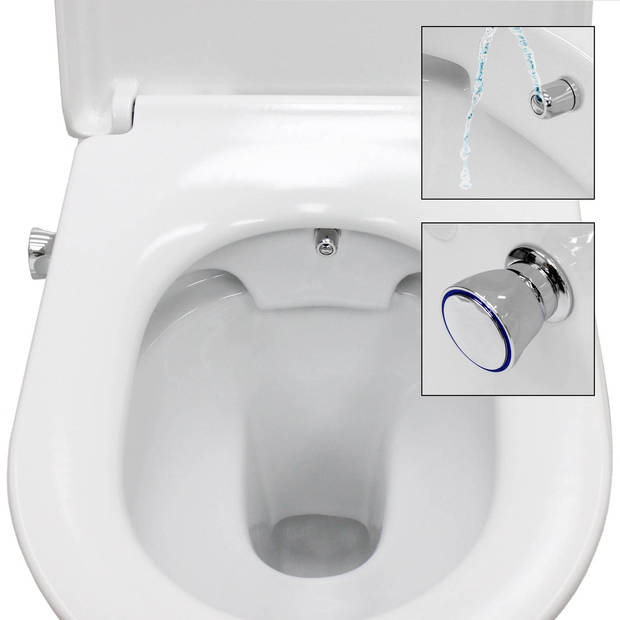 Spoelrandloze wand Hangtoilet lang keramisch Soft-Close Wit